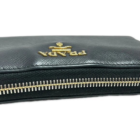 Auth PRADA - Black Saffiano Leather Long Wallet - Picture 7 of 10